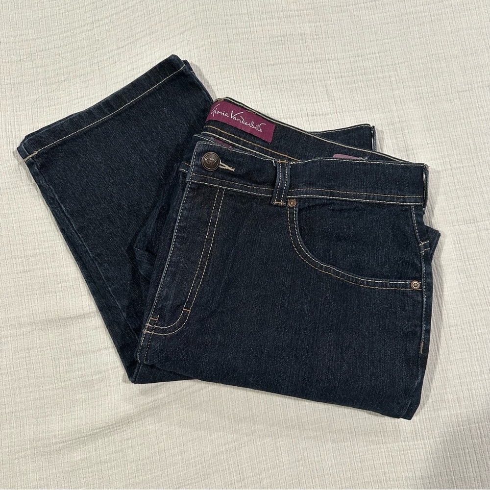 Gloria Vanderbilt Amanda Jeans • Straight Leg • Dark Wash • Size 16 Short
